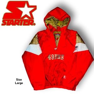 San Francisco 49er’s Vintage 90’s Starter Jacket Size Large puffer 1/4 zip NFL
